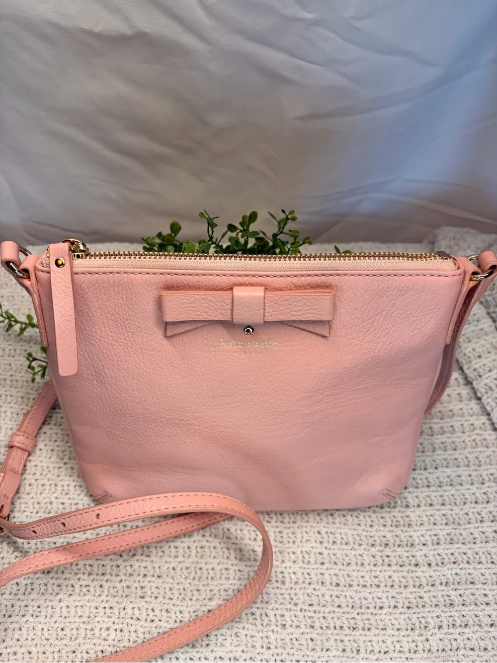 kate spade Pale Pink Leather Bow Crossbody
